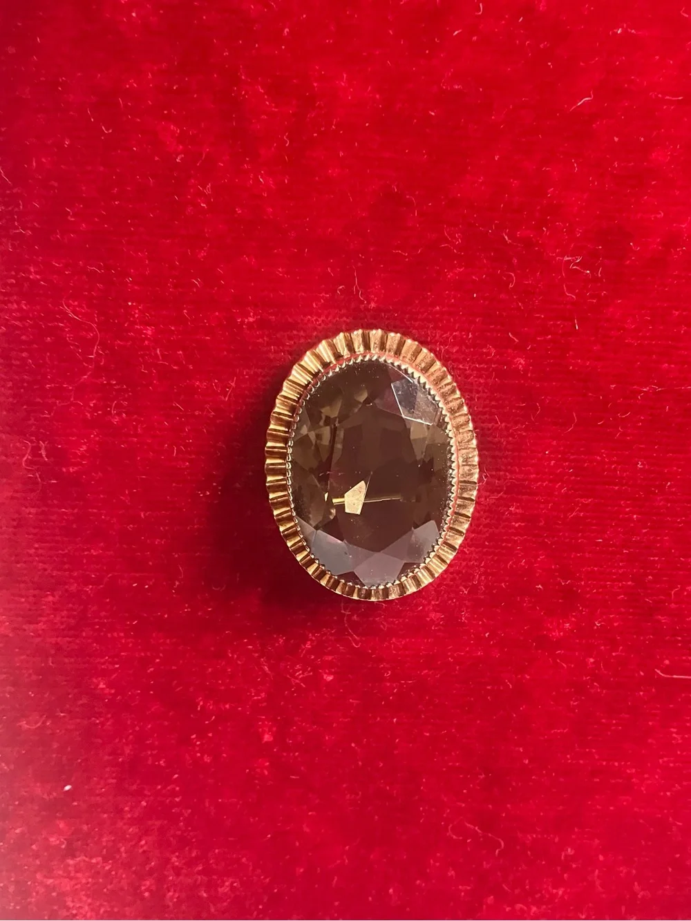 Vintage CATAMORE 1/20 12K GF Faceted Smoky Quartz Brooch Pin Oval Mid Century.